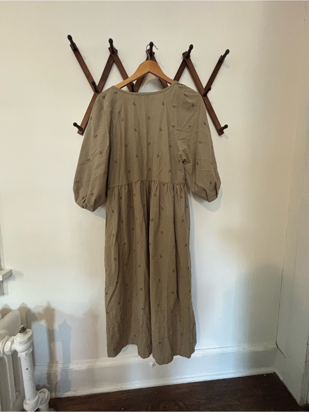 Madewell Olive Green Midi Dress with Embroidered Detail - Picture 10 of 11